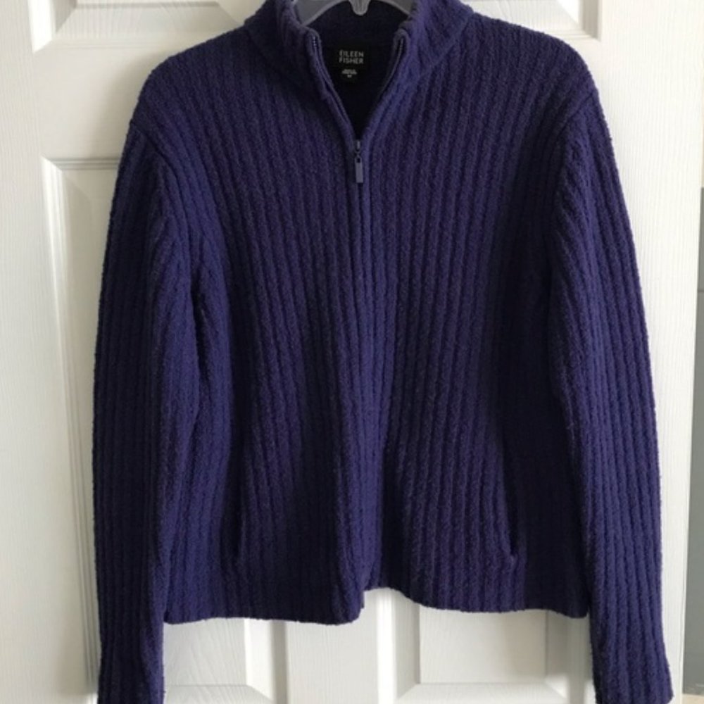 Eileen Fisher Purple 1/4 Zip Sweater size Medium